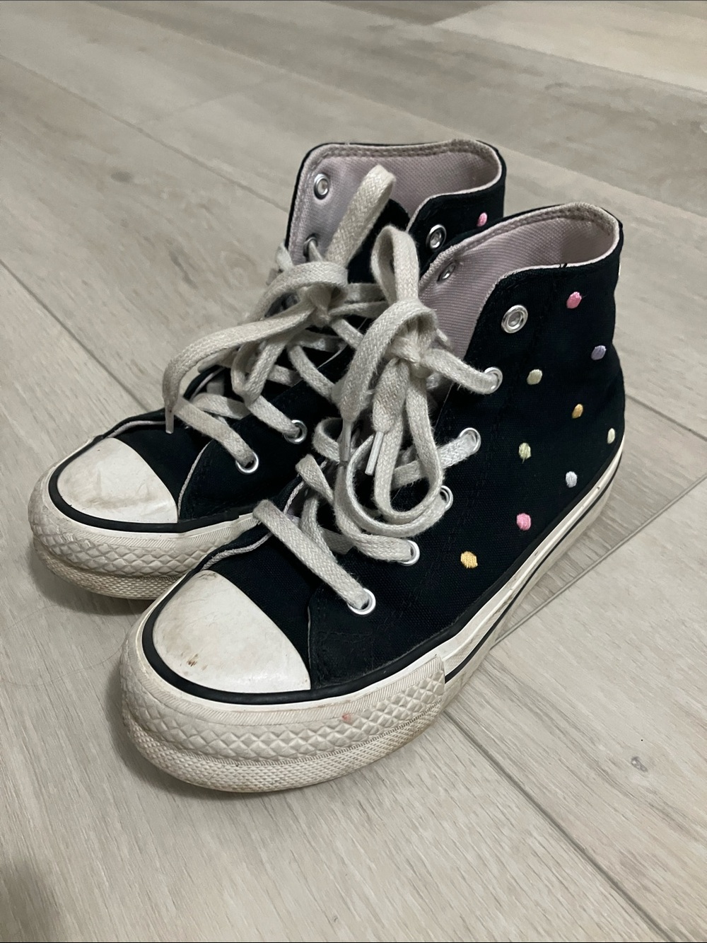 Converse , kids US 1.5 High-Top Canvas Sneakers with Multicolor Dots